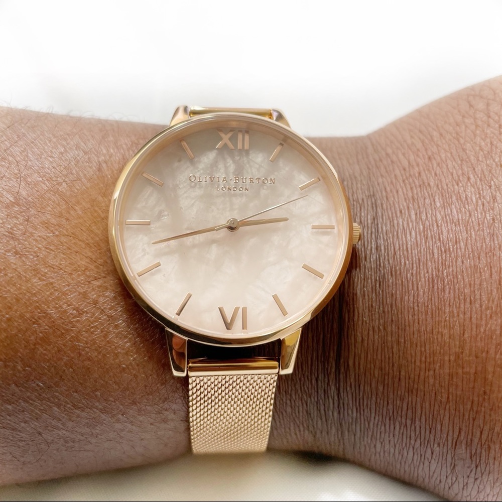 OLIVIA BURTON SEMI PRECIOUS ROSE GOLD MESH WATCH - Picture 2 of 10